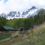 Absaroka Ranch stables and nearby mountains.