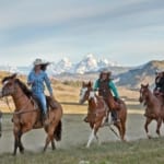 Goosewing Ranch - Horseback riders on a trail ride.