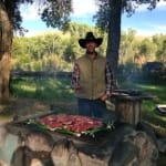 Lazy LB Ranch - Jason grilling steaks.