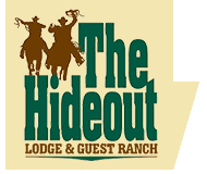 The Hideout Lodge & Guest Ranch logo.