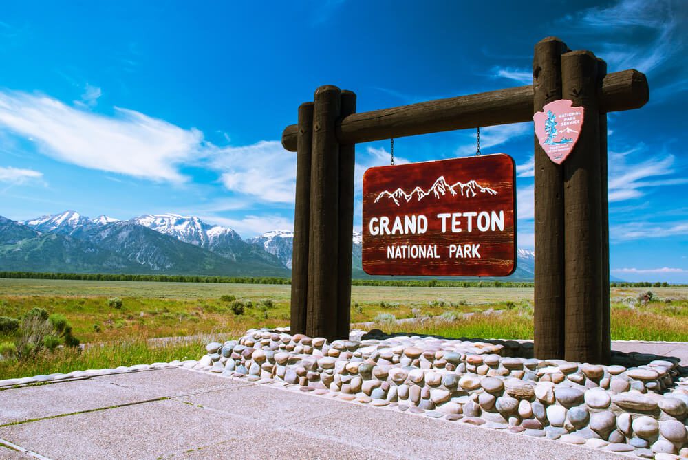 View of Wyoming National Parks entrance at Grand Teton